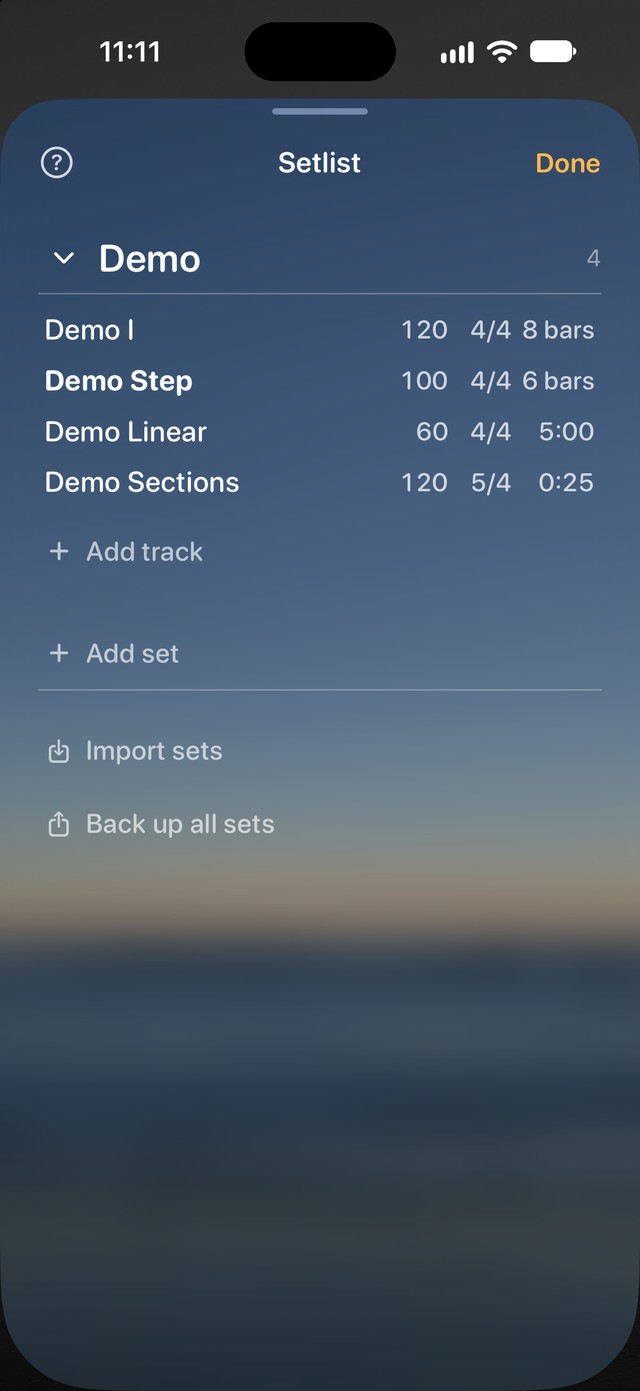 Your set. Song by song.