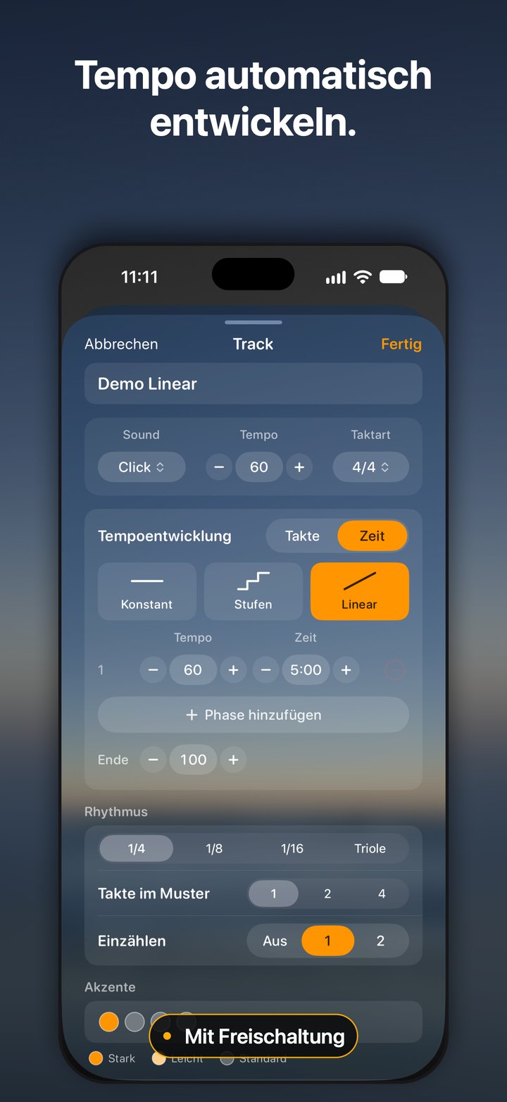 Tempo-Automatisierung in Stufen oder linear