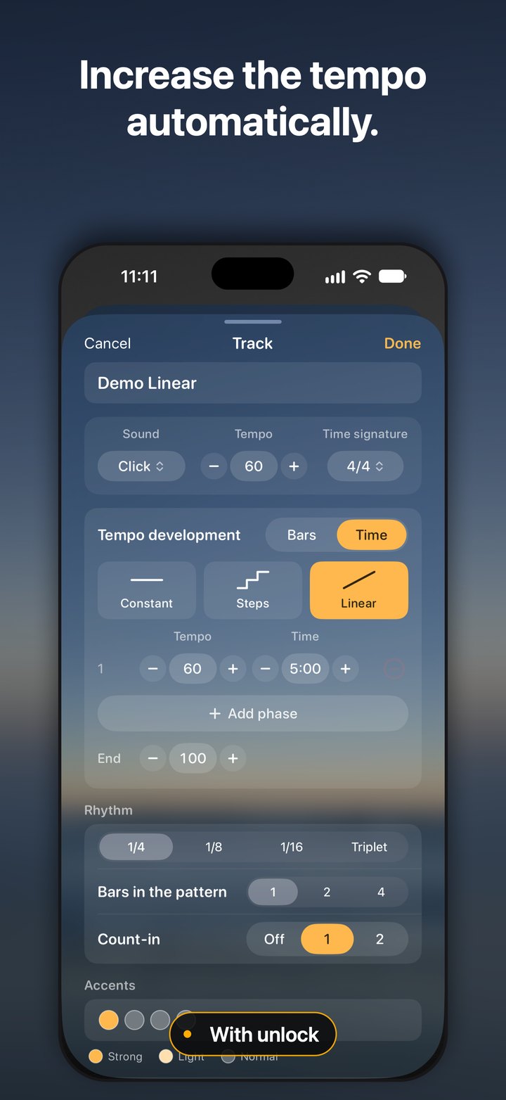 Tempo changes in steps or linearly